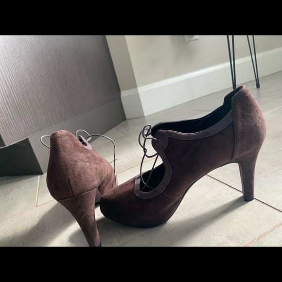 Heel booties; suede brown - Picture 3 of 7